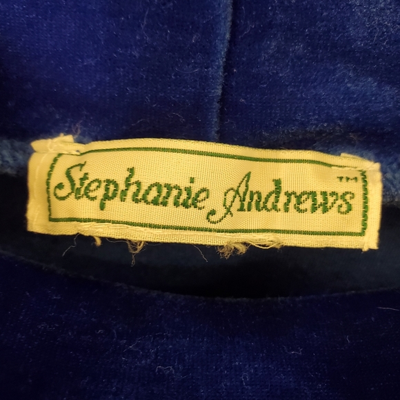 Vintage Velvet Velour Electric Blue Short Sleeve - Picture 4 of 5